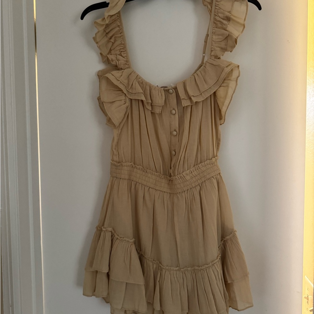 Chelsea & Violet Beige Ruffle Mini Dress